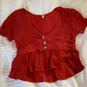 Sky and Sparrow red orange crop top